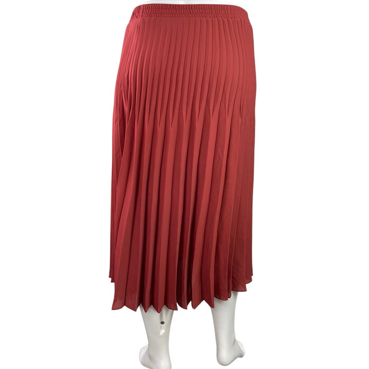 Max Studio Women's Red Pleated High Waisted Casual Maxi Flared A-Line Skirt XL
