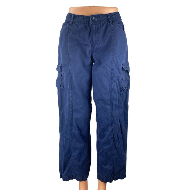 Princess Polly Women's Blue High Rise Baggy Wide Leg Cargo Trousers Pants Size 2