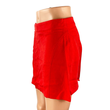 Zara Women's Bright Red High Waisted Zip Y2k Straight Pencil Mini Skirt Size M
