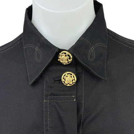 Versace Black Gold Long Sleeve Western Cowboy Button Down Shirt Top Si Brie Versace Black Gold Long Sleeve Western Cowboy Button Down Shirt Top Si Brie