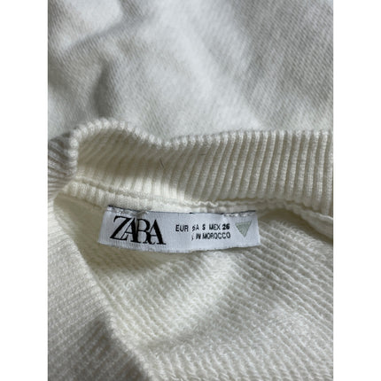 Zara LA Women's Embroidery Patchwork Plush Crop Varsity Sweater Sweatshirt Top S
