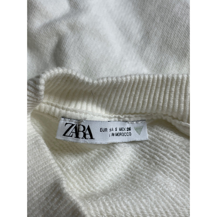 Zara LA Women's Embroidery Patchwork Plush Crop Varsity Sweater Sweatshirt Top S