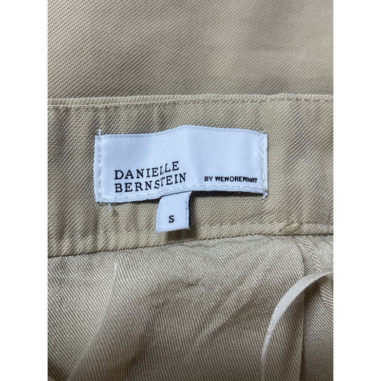 Danielle Bernstein Women's Beige Khaki Pleated Twill Mini Pencil Skirt Size S/P