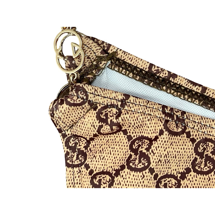 NEW Gucci Brown Beige Gold Tone Chain Monogram Swimwear Bikini Bottom Size S