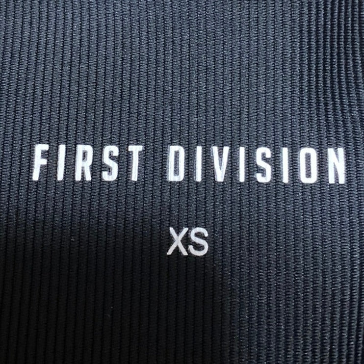 First Division Black White Side Stripe Ribbed Knit Mid Rise Leggings Pants Sz XS