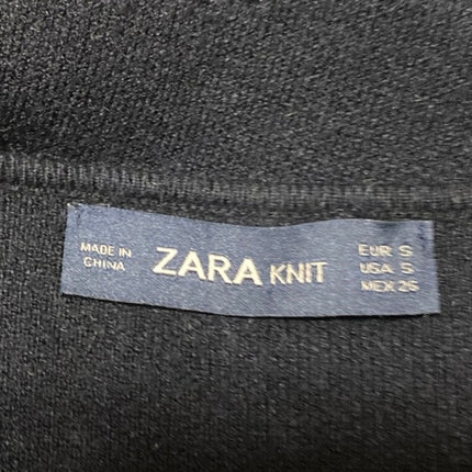Zara Womens Black Gold Button Long Sleeve Knit Mini A Line Sweater Dress Size S