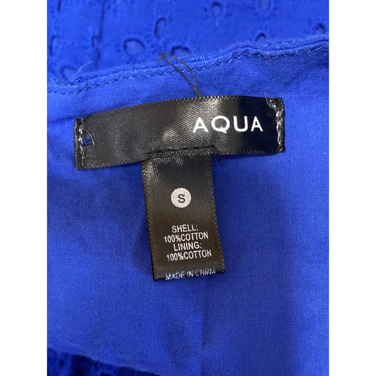 Aqua Black Sleeveless Ruffle V Neck Embroidered Tiered A Line Mini Dress Size S