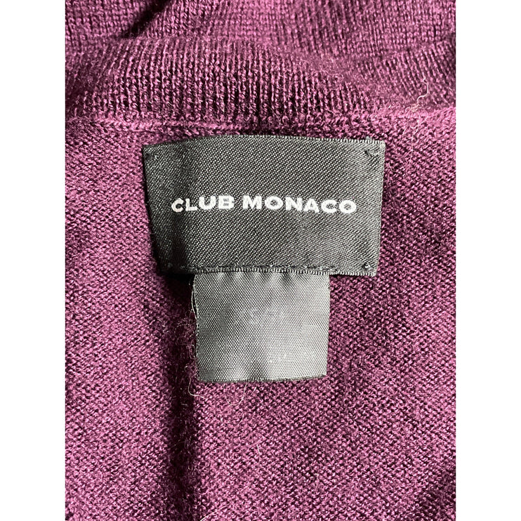 Club Monaco Womens Purple 100% Wool Long Sleeve V Neck Knit Sweater Top Size S