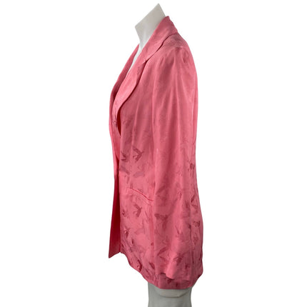 Maje Womens Pink Bird Jacquard Long Sleeve Notch Lapel Blazer Coat Jacket Size 6