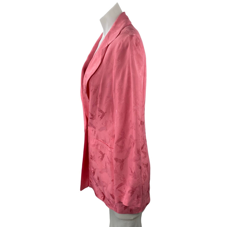 Maje Womens Pink Bird Jacquard Long Sleeve Notch Lapel Blazer Coat Jacket Size 6