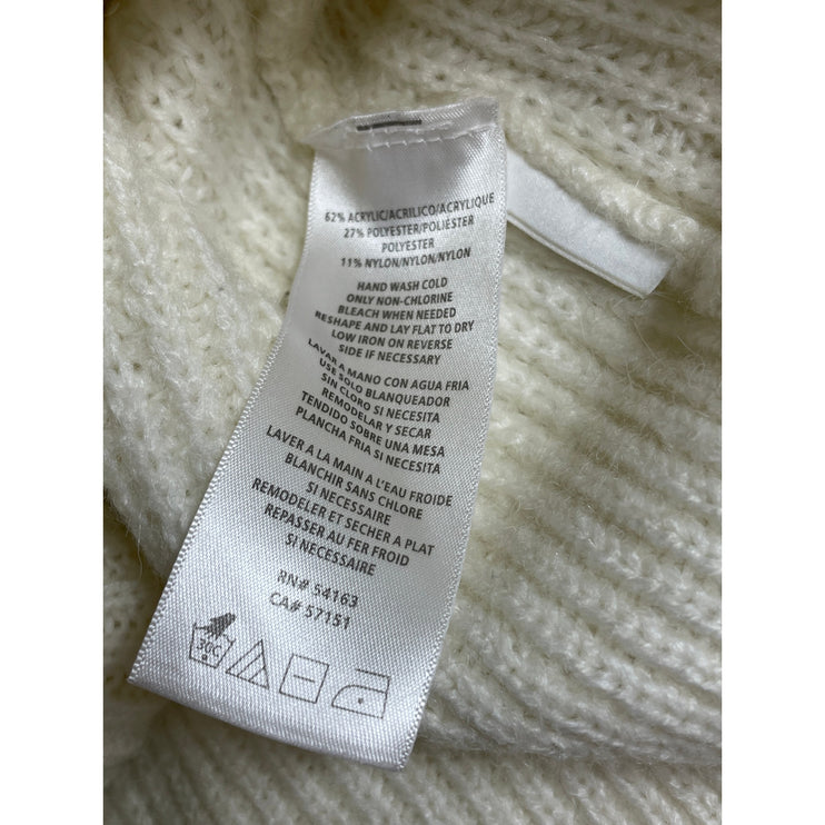 Calvin Klein Jeans Women's Cream Off The Shoulder Ribbed Knit Sweater Top Size S