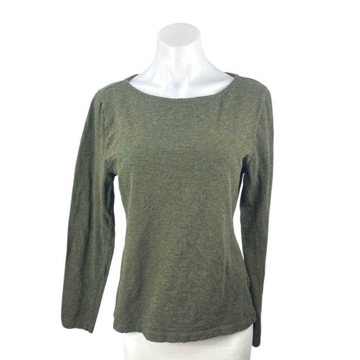 J.Crew Artist Tee Women's Green Long Sleeve Knit Basic Boat Neck T Shirt Top L