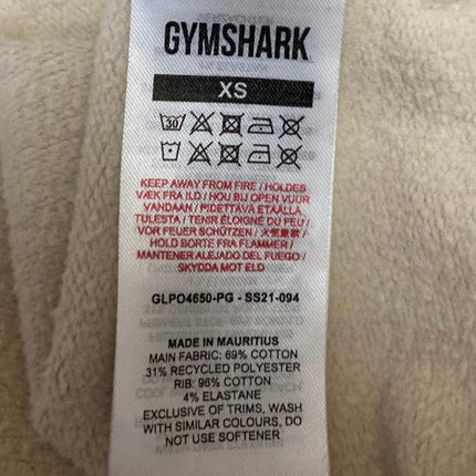 Gymshark Women's Beige Long Sleeve Fleece Hoodie Hooded Crop Sweatshirt Top XS