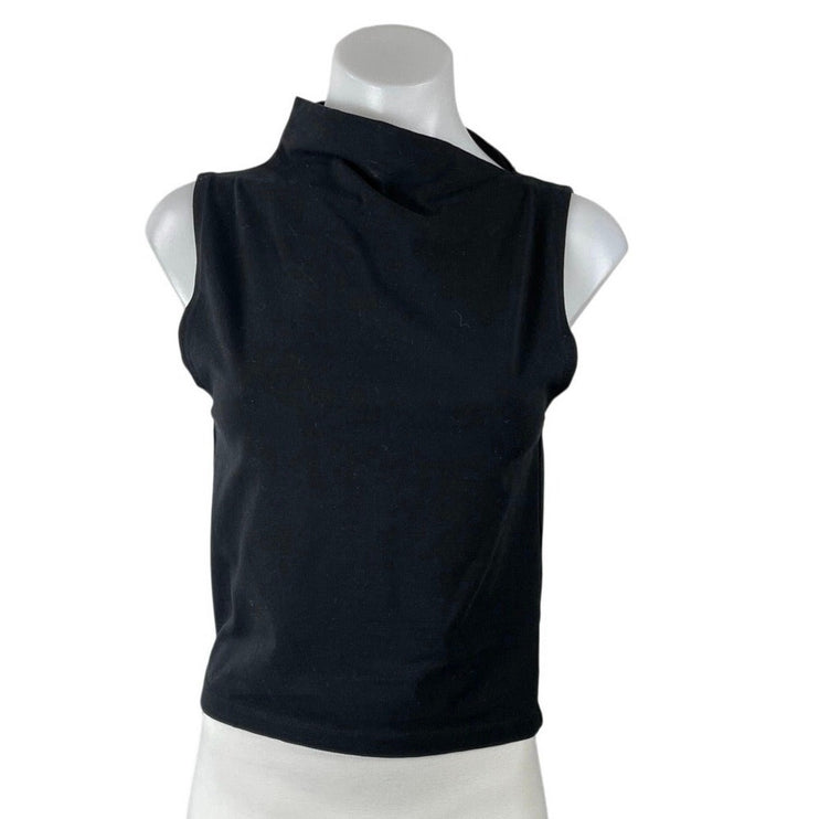 Zara Women's Black Mock Neck Sleeveless Tank Casual Stretch Blouse Top Size M
