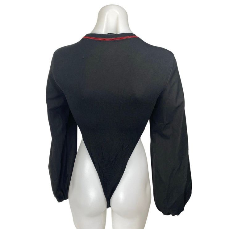 Shein Women's Black Car Graphic Print Long Sleeve Sweatshirt Bodysuit Top Size 4