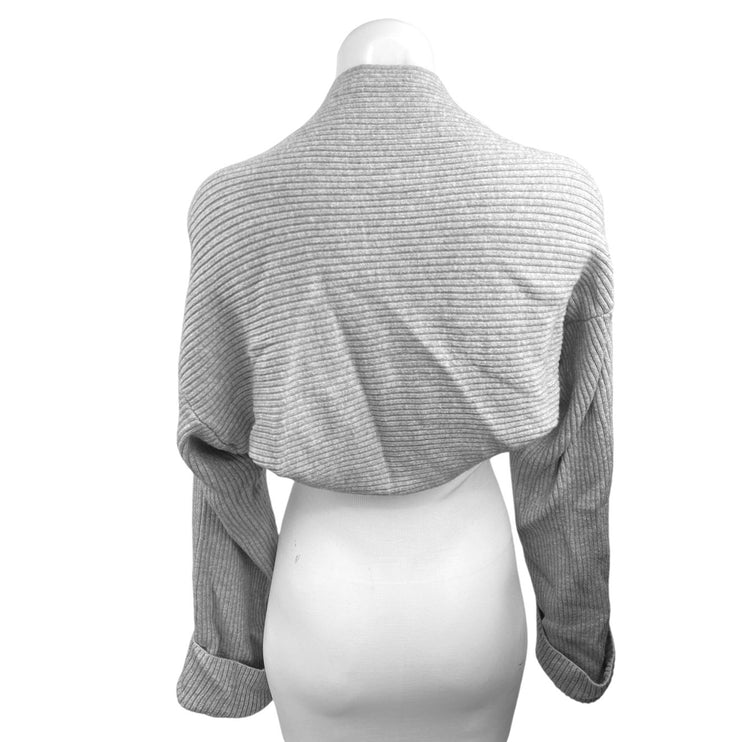 Zara Gray Ribbed Knit Cuffed Cozy Cropped Open Cardigan Sweater Top Size XS/S