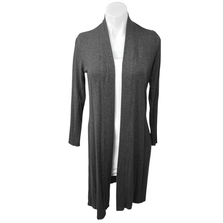 Beyond Yoga Gray Black Open Front Long Sleeve Longline Cardigan Sweater Top XS