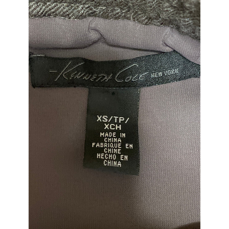 Kenneth Cole Gray Wool Drawstring Elastic Waist Mini Straight Pencil Skirt Sz XS