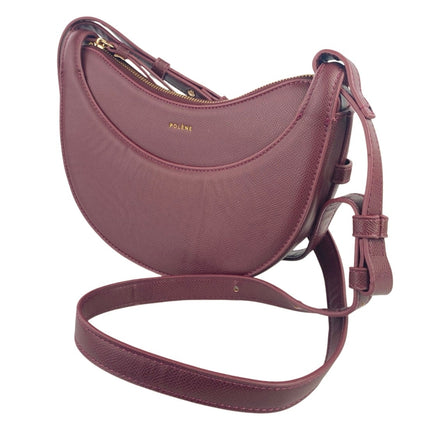Polene Numero Dix Purple Leather 2-Way Crossbody Shoulder Crescent Handbag OS