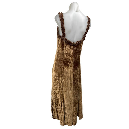 Reformation Pyrenees Tan Velvet Velour Ruffle Sleeveless Slip Mini Tank Dress 8