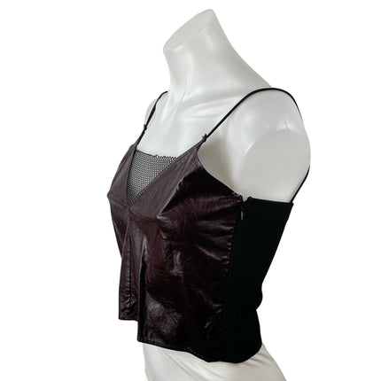The Ilma Ilinor Women's Faux Vegan Leather Sleeveless V Neck Camisole Tank Top S