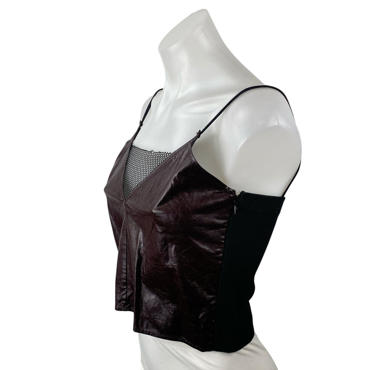 The Ilma Ilinor Women's Faux Vegan Leather Sleeveless V Neck Camisole Tank Top S