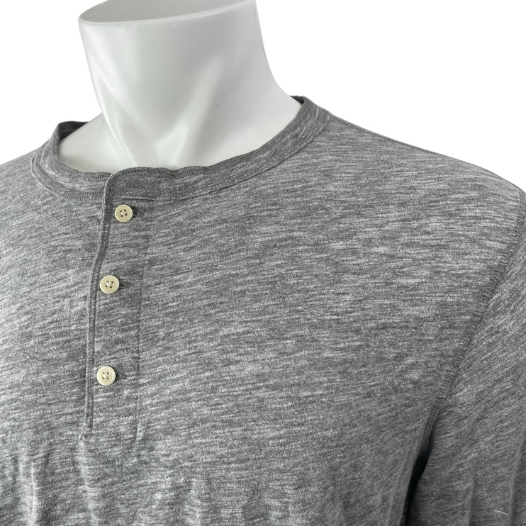 Faherty Men's Gray Long Sleeve Crewneck Basic Henley T Shirt Tee Top Size XL