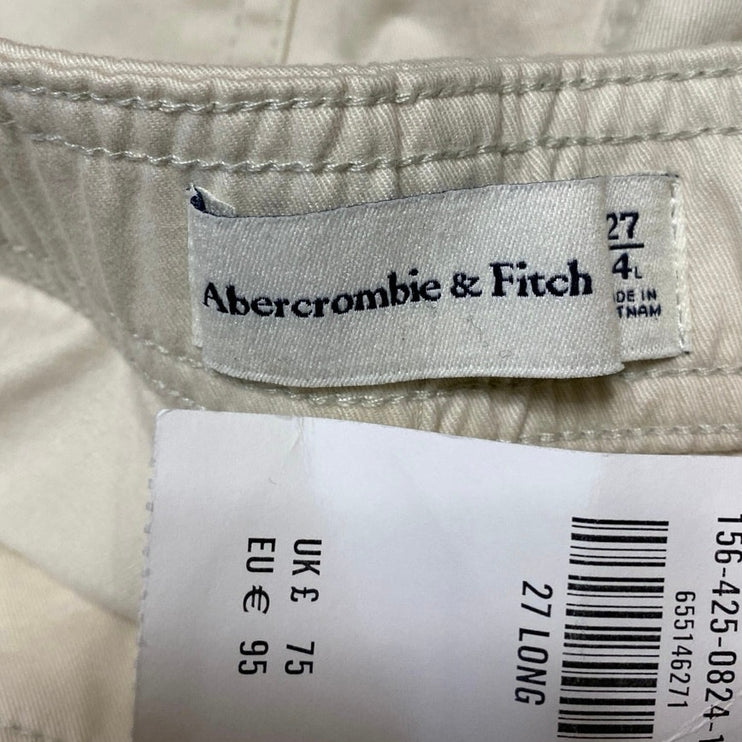 NEW Abercrombie & Fitch Women's Beige High Waisted Trousers Cargo Pants Size 27