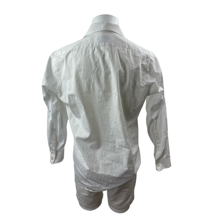 Calvin Klein Mens White Slim Fit Long Sleeve Button Down Dress Shirt Top Size 16
