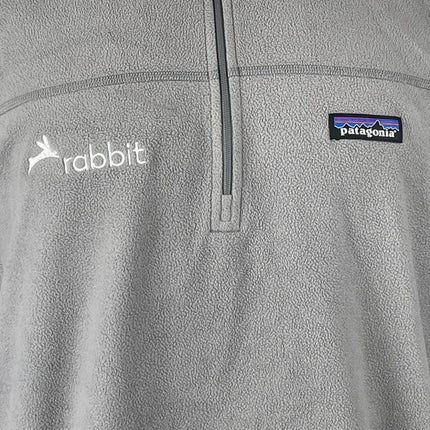 Patagonia Micro D Fleece Men's Gray Rabbit Logo 1/4 Zip Pullover Sweater Top L