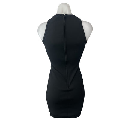 B. Darlin Black Floral Embroidered High Neck Sleeveless Mini Bodycon Dress 1/2