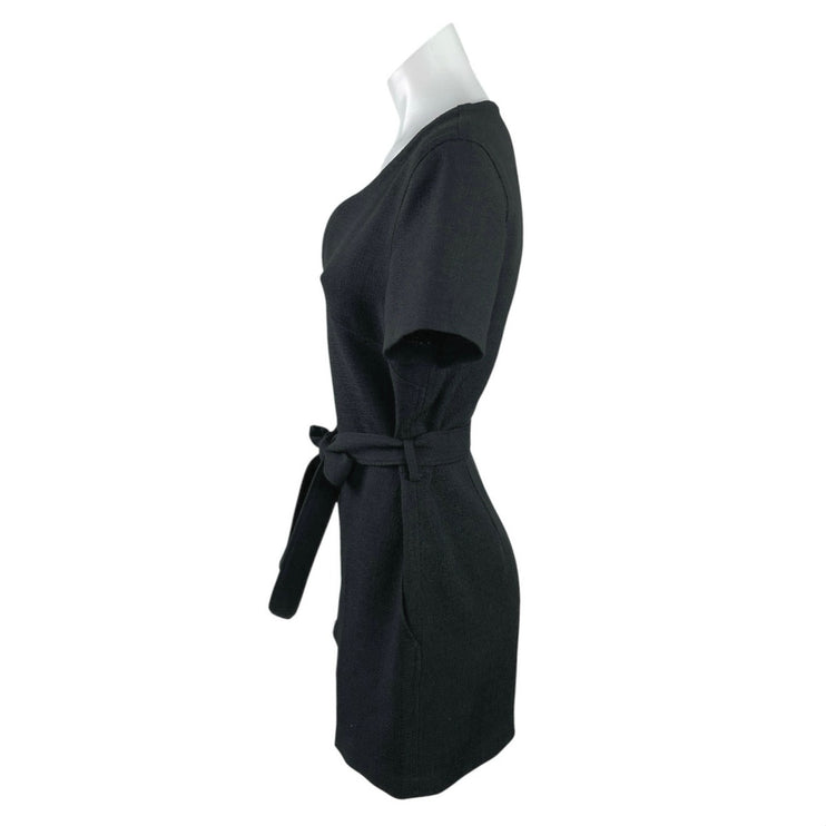 Club Monaco Black Short Sleeve Zip Up Tie Waist Playsuit Romper Shorts Size 2