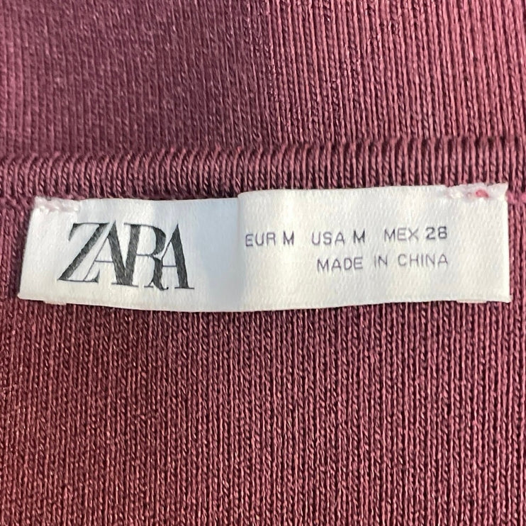 Zara Women's Boat Neck Sleeveless Button Up Tunic Peplum Tank Blouse Vest Top M