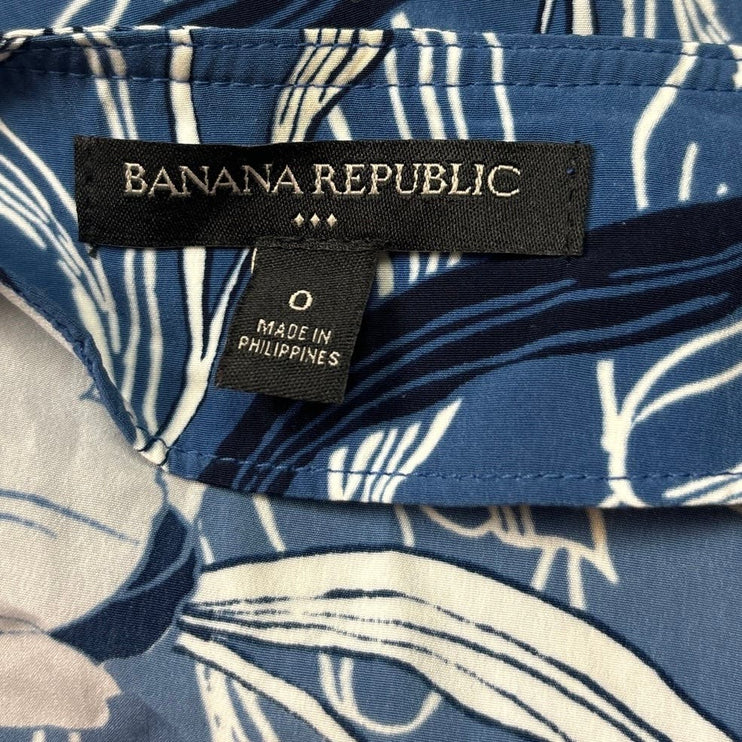 Banana Republic Factory Blue Floral Print Flutter Sleeve A Line Mini Dress Sz 0