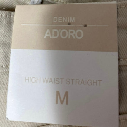 NEW Adoro Beige Frayed Distressed High Waist Straight Flared Denim Jeans Pants M
