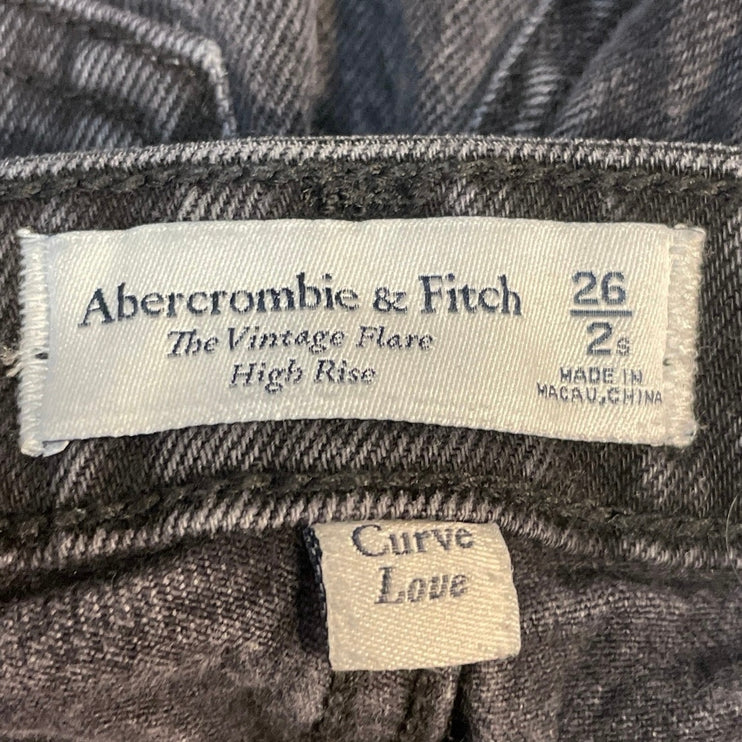 Abercrombie & Fitch The Vintage Flare High Rise Black Bootcut Denim Jeans Sz 26
