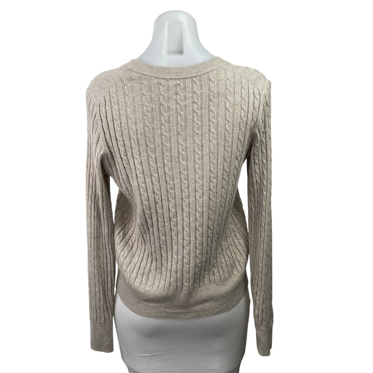 Gap Women's Gray Ribbed Knit Crew Neck Long Sleeve Pullover Sweater Top Size S