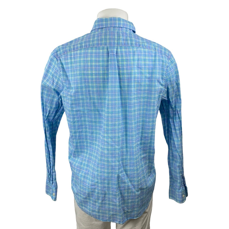 Vineyard Vines Men's Blue Plaid Flannel Long Sleeve Slim Fit Tucker Shirt Top L