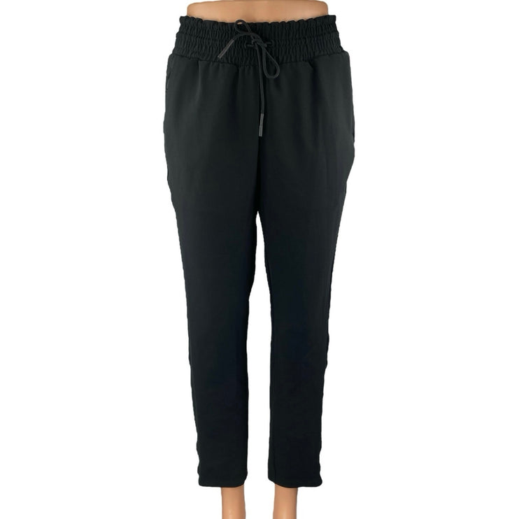 Zara Women's Black High Waisted Drawstring Tapered Trousers Casual Pants Size L