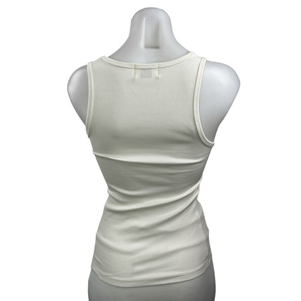 Dissh Women's White Ivory Ribbed Knit Scoop Neck Sleeveless Tank Top Size S