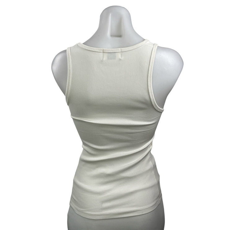 Dissh Women's White Ivory Ribbed Knit Scoop Neck Sleeveless Tank Top Size S