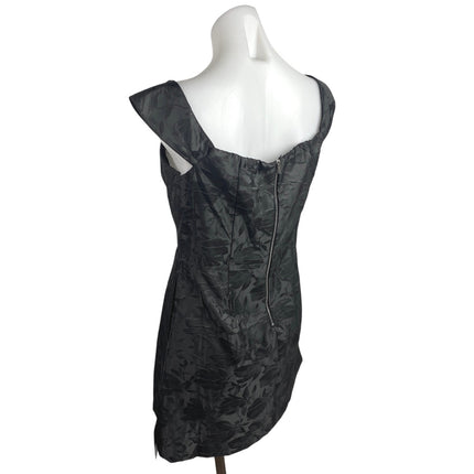 NEW Lulus You're All Heart Black Jacquard Satin Off Shoulder Mini A-Line Dress L