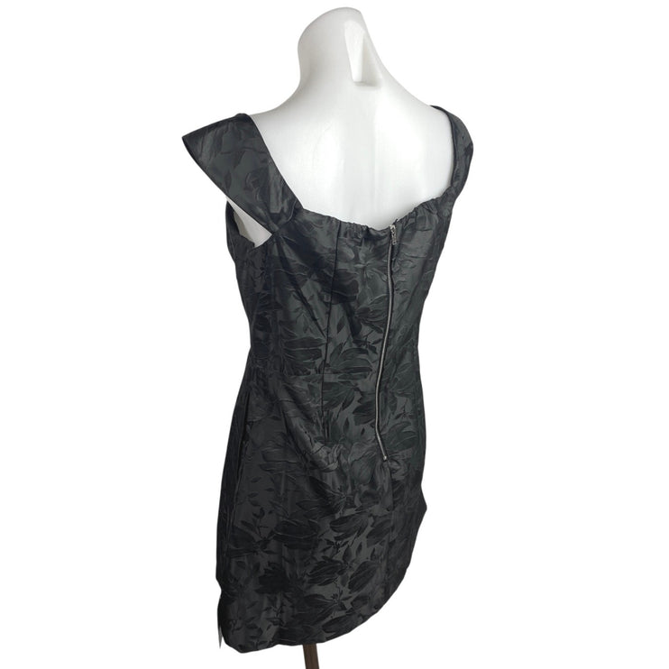 NEW Lulus You're All Heart Black Jacquard Satin Off Shoulder Mini A-Line Dress L