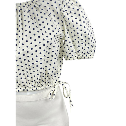 NEW Vineyard Vines Resort Stretch Polka Dot Puff Sleeve Crop Blouse Top Size S