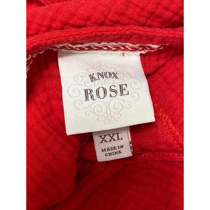 Knox Rose Women's Red Sleeveless Floral Cotton Gauze Crop Blouse Tank Top Sz XXL