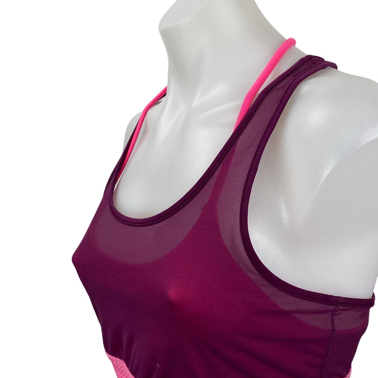 Alo Yoga Women's Pink Mesh Racerback Workout Athletic Sports Bra Crop Top Size M