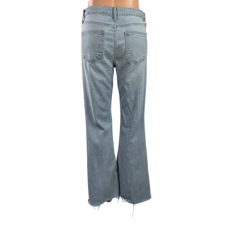 Just Black Denim Blue Light Wash High Rise Raw Hem Flared Bootcut Jeans Size 26