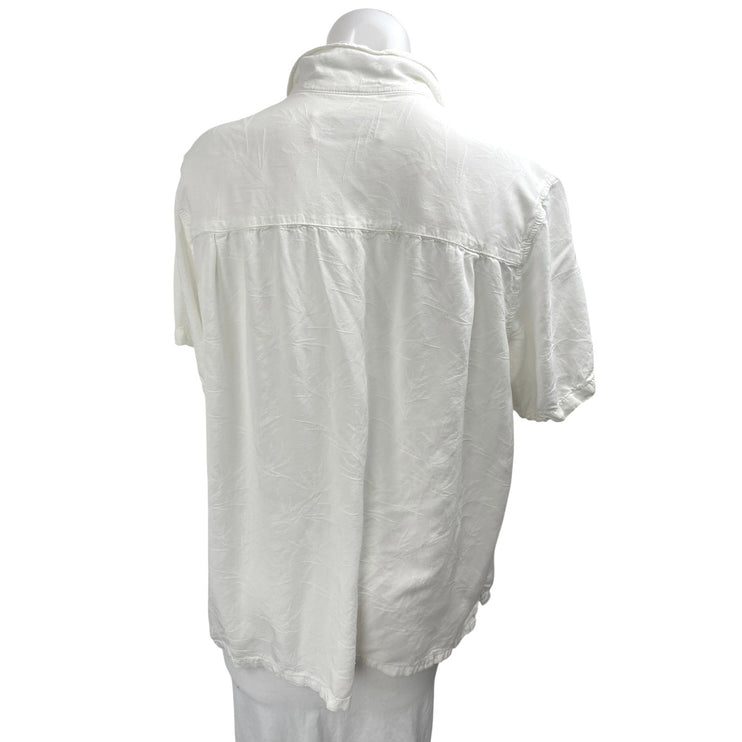 Lanikai Surf Vintage White Short Sleeve Pocket Button Down Shirt Top Size XL