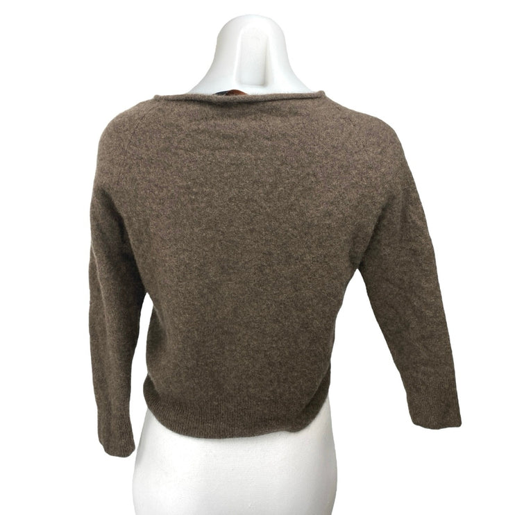 Quince Dark Brown 100% Cashmere Knit Long Sleeve Pullover Sweater Top Size S