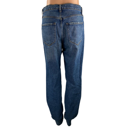Fashion Nova Women's Blue Distressed High Rise Straight Leg Denim Jeans Size 7